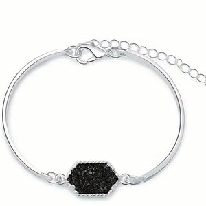 Black Druzy Rhombus  Bangle Bracelet